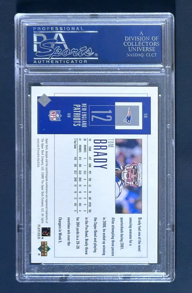 2002 Upper Deck Piece of History #58 Tom Brady PSA 10 GEM ESTADO PERFEITO - Imagem 2 de 2