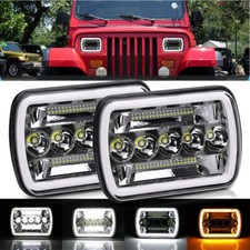 Pair 5x7" 7x6'' LED Headlights Hi/Lo Beam DRL Turn Light for Jeep Cherokee XJ YJ