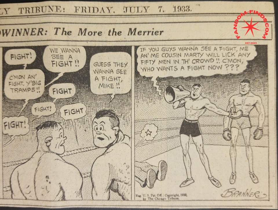 1933 Winnie Winkle Breadwinner Daily Comic Strip Boxing Fight Chicago