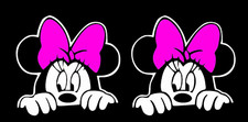 Minnie Mouse Peeking Two 5" White Pink Vinyl Decals Car Truck Laptop Tablet