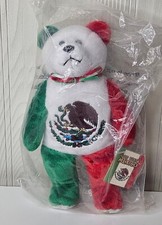 Original Holy Bears God Bless Mexico Bear Embroidered Plush 9" Beanie NEW