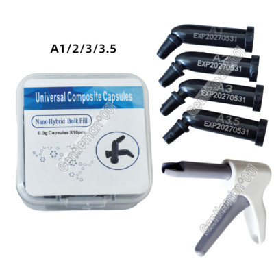 Dental Composite Resin Capsules Unidose Caps Hybrid Light Cure 0.3g A1/2/3/3.5