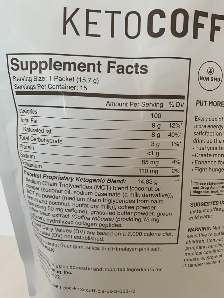 ¡Funciona! Café Keto nuevo y mejorado 3 paquetes individuales aceite MCT Foto 4 de 4