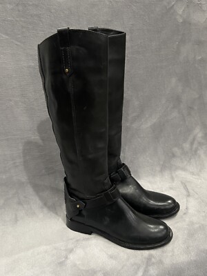 Tory Burch Colton Leather Riding Knee-High Black Boots Women’s Size New 