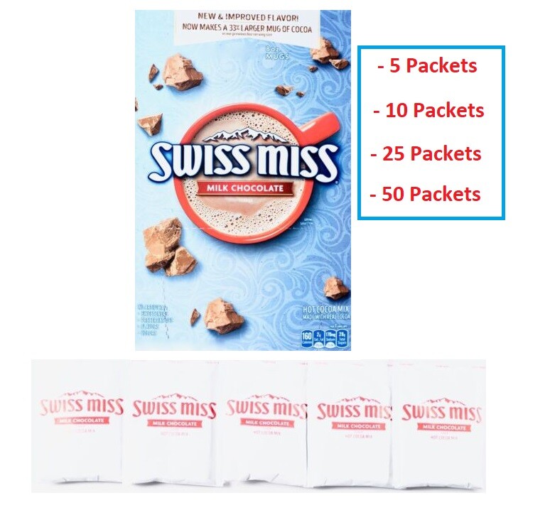 Swiss Miss Milk Chocolate Hot Cocoa Drink Mix Sachet - 50 Ct Box (1.95 Kg