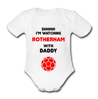 PSYCHOBABY ROTHERHAM @ united Babygrow Baby vest grow gift watching with daddy etc football