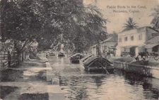 Necombo Ceylon Padda Boats in the Canal Vtg Postcard CP342