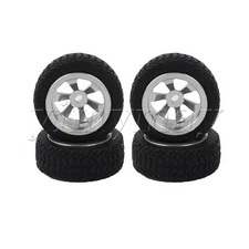 RC Wheel Rims and Tires Replacement for K989-53-1S 1:28 Type B Set of 4 Silver