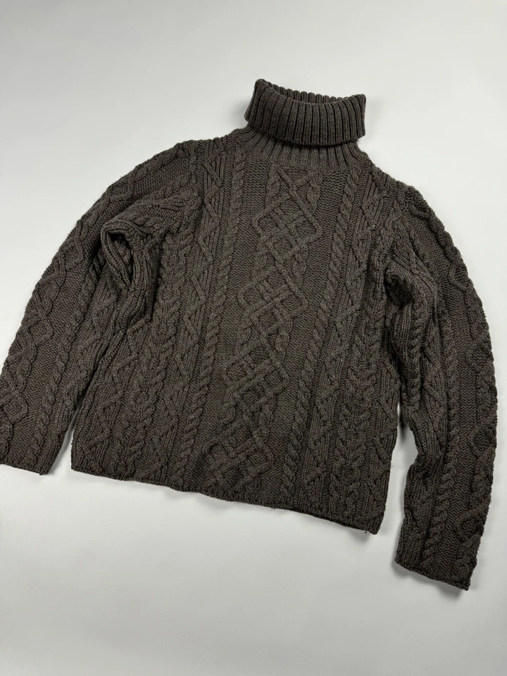 Suéter de Pescador Paul James England Tejido de Lana Cuello Alto para Mujer’s Talla XL Marrón Foto 3 de 4