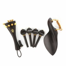 1set Violin Accessories 4/4 Ebony Violin Tailpiece Chin Rest Fine Tuner Pegs
