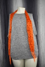 Lightweight 64" X 18" Butterfly Print Scarf w/Fringe  Sequins - NEW - Orange