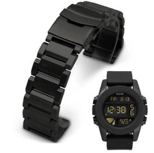 Black Metal Steel Replacement Watch Band Fits Nixon Unit SS 44mm 5002