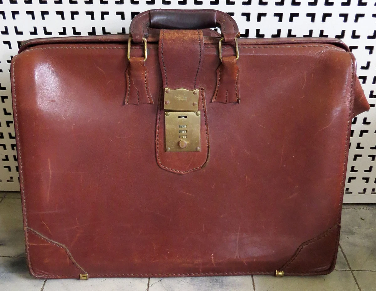SCHLESINGER Vintage BELTING Leather Doctor Lawyer Briefcase Bag