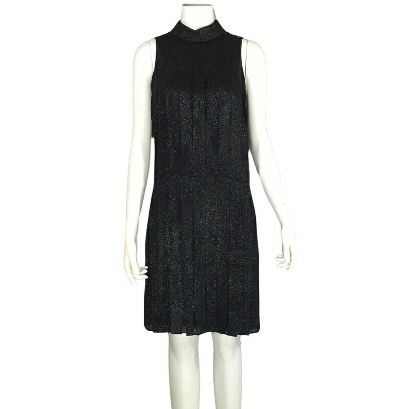 Abito smanicato CHANEL misto seta scintillante donna taglia 34 nero originale