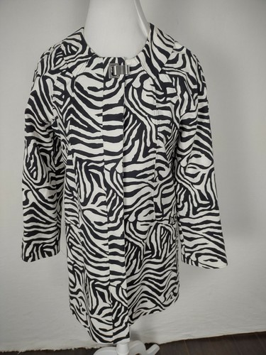 dana buchman Womans Sz XS Black & White Zebra Print Lt Weight Jacket S48 - Picture 8 of 14