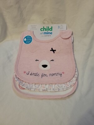 Child Of Mine Made By Carter's 3 Bibs Water Resistant new Mother's Day 