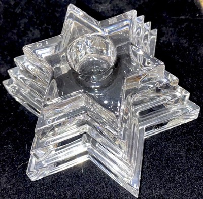 New Set of 2 Lead Crystal Star Candle Holders Germany
