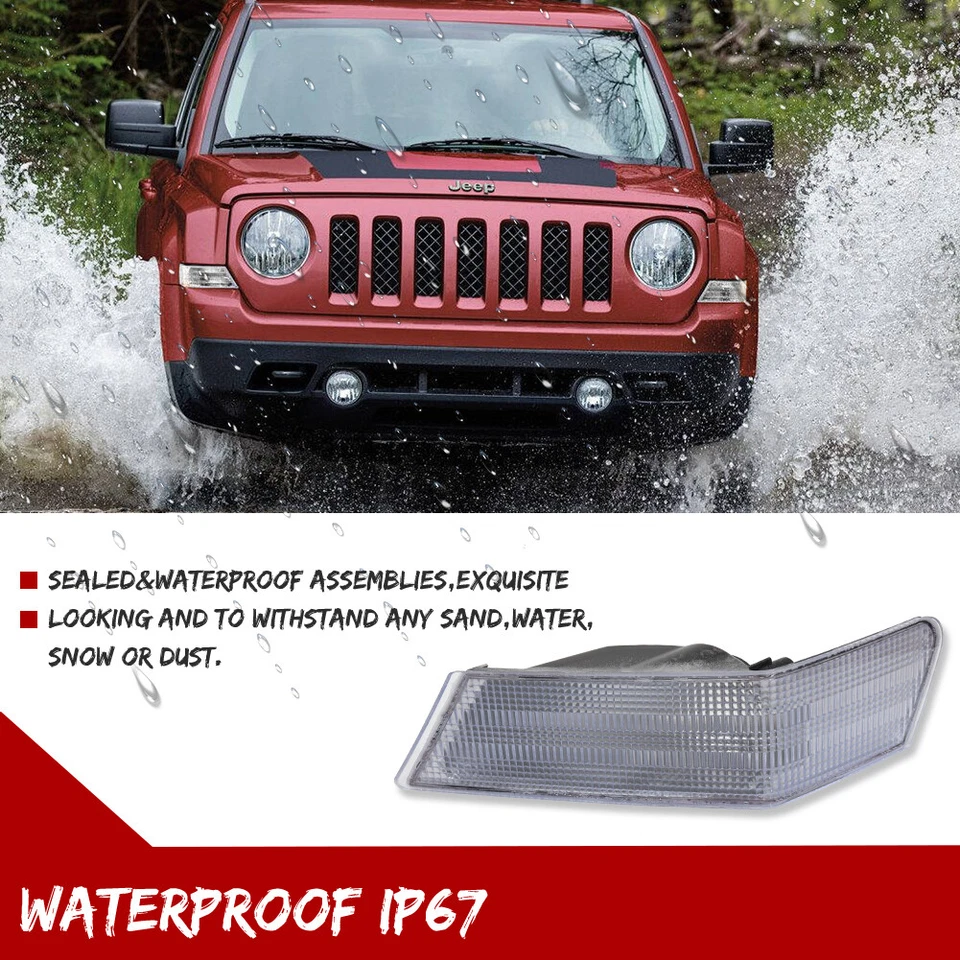 Clear Front Parking Light Turn Signal Directional Lamps For 07-17 Jeep Patriot - Image 4 of 4