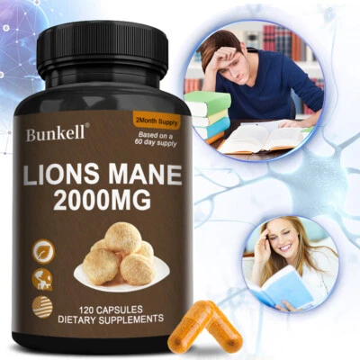 BUNKELL Lions Mane Kapseln Löwenmähne Pilz Extrakt Brainfog Mushroom Fokus Boost