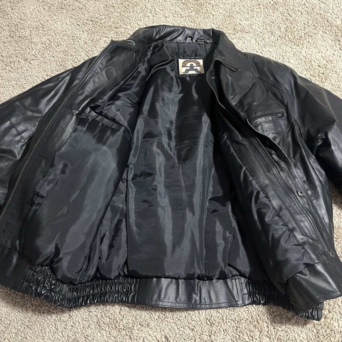 Vintage Phase 2 Leather Jacket Double Collar Black Bomber Vintage Phase 2 Leather Jacket Double Collar Black Bomber