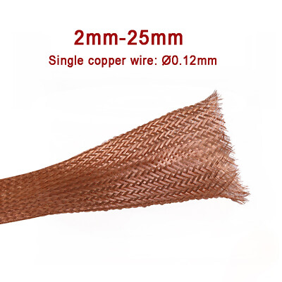 Copper Metal Shielding Braided Sleeve Cable Wire Sleeving 2/4/6/8/12/14/18/25mm