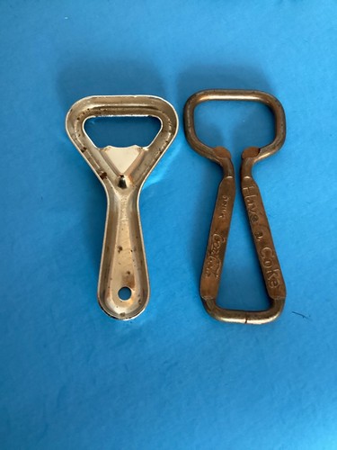 Bottle Openers Coca-Cola Coke 2 Wire-Style Advertising . 1-silver & 1-copper - Picture 2 of 8