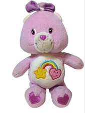 Adorable 2005 Care Bear 8  Best Friend Bear Purple Star Heart Rainbow Plush