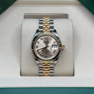 Rolex Lady-Datejust Champagne Roman Dial Two Tone Yellow Gold Fluted Jubilee