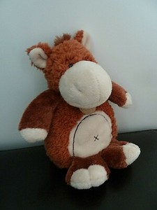 O5 Doudou Peluche Baby Nat Cheval Ane Marron Blanc 16cms Croix Nombril Tbe Ebay