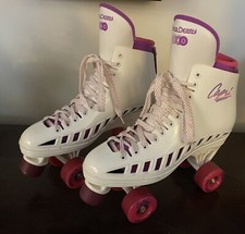 Vintage Capri Roller Derby Roller Skates Women  s Sz 9 White Pink Purple, used