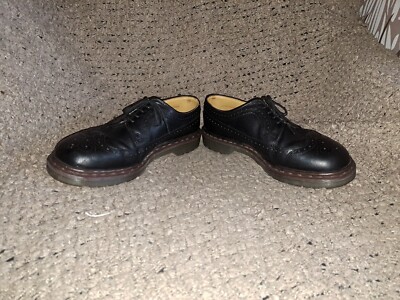 VINTAGE DR MARTENS-3989/59-Black Leather Brogues-Made in  display picture 1