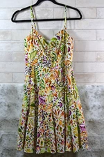 Tropical Floral Print Strappy Fit N Flare Dress S no tags lined