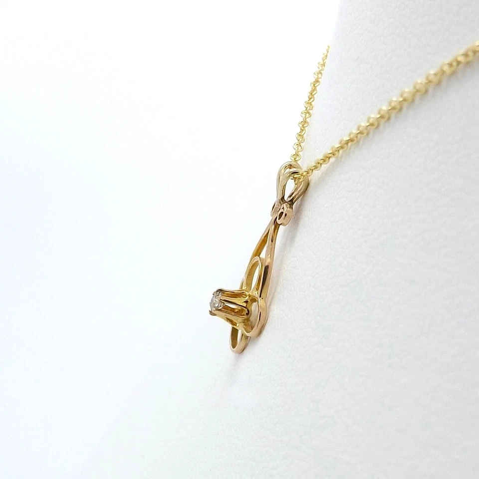 Victorian 10K Gold Mine Cut Diamond Whimsical Quatrefoil Pendant Necklace 18in - Image 3 of 4