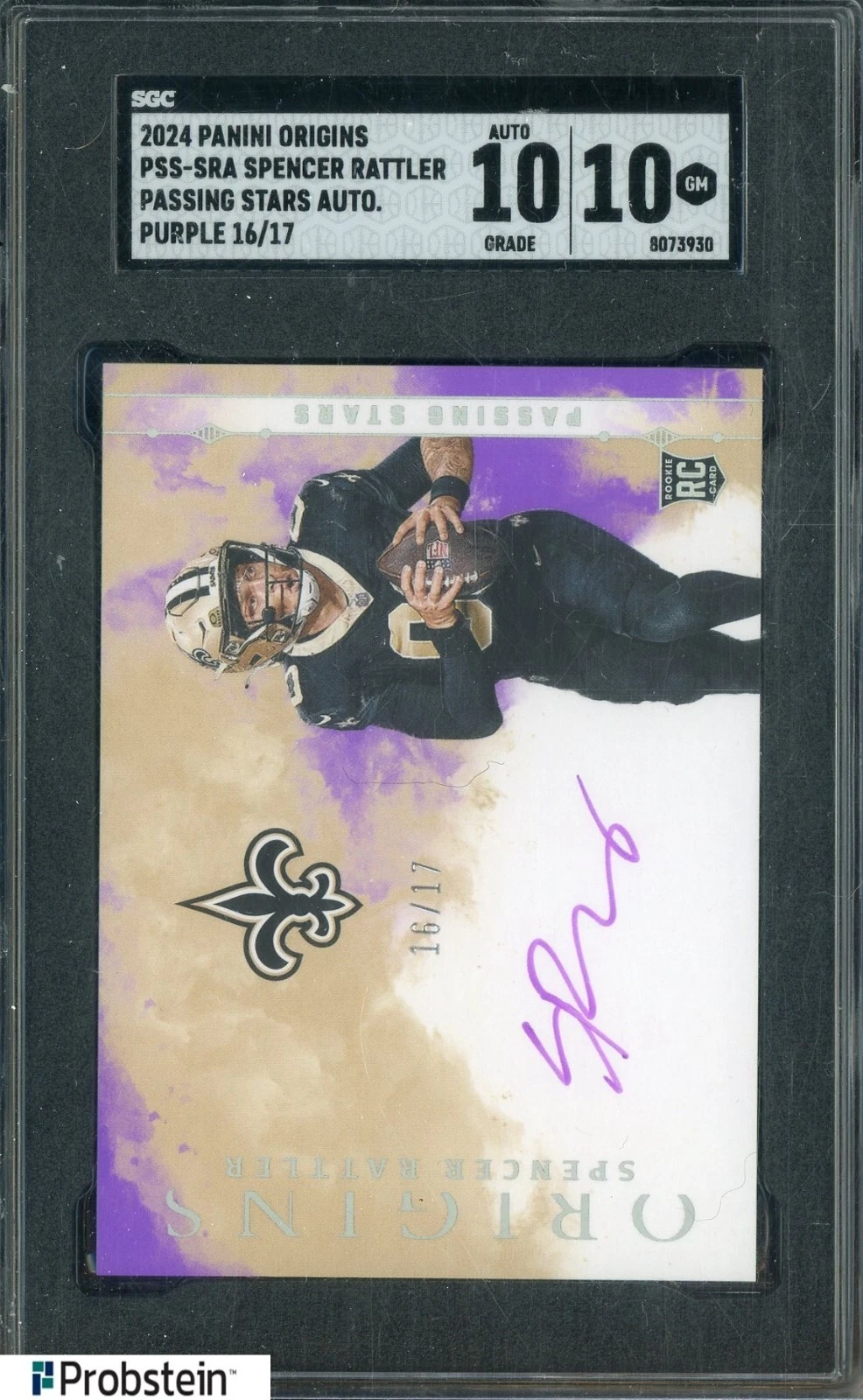 Spencer Rattler Panini Origins Passing Stars Signatures #PSSSRA Pink