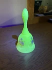 Vintage Fenton Floral  Uranium Custard Glass Bell, Signed by P. Bennett