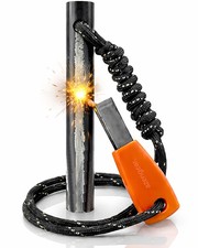 Ferro Rod Fire Starter Kit 4 x  3/8 10x100mm 0.4x4in , Black and Orange