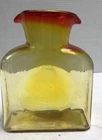 Blenko Glass Double Spout Water Bottle Tangerine 8” Amberina USA