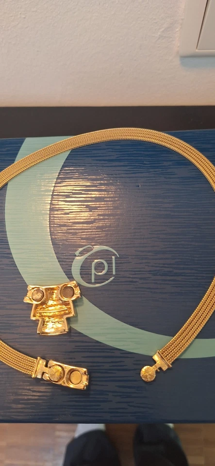 Wunderschönes Pierre Lang Magnet Collier inkl. Wechselanhänger, vergoldet - Bild 4 von 4