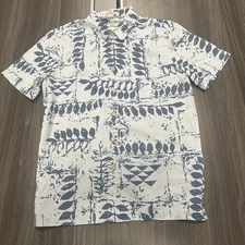 Quiksilver Waterman Men's Hawaiian Aloha Shirt Blue Size Medium Short Sleeve NWT