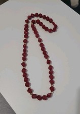 VINTAGE Dark Red Single STRAND Plastic BEADED NECKLACE