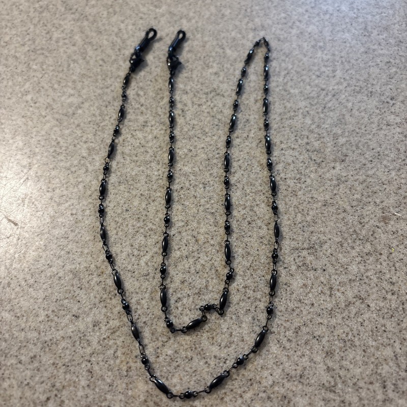 Black Beaded Eyeglasses Chain Euc