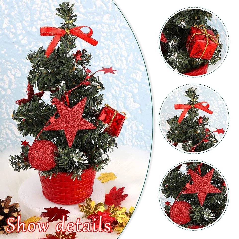 Small Christmas Tree Mini Christmas Pine Tree for Table Decorations Set Of 2 AU - Image 3 of 4
