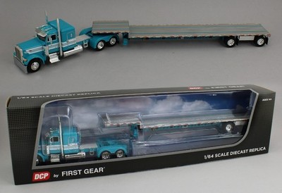 2025 DCP 1:64 *TEAL* Peterbilt 379 48'' Flattop w/Transcraft Stepdeck Flatbed