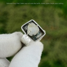 Valentines Sale Sterling Silver Rainbow Moonstone Stone Wife Crown Chakra Ring