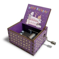 Heartwarming Birthday Gifts,Colorful Hand Crank Wood Happy Birthday Purple