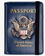 Passport Holder Cover and Card Case Slot Combo RFID Blocking Leather Travel Pass