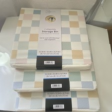 Mainstays Collapsible Storage Bin Square Check 10.5x10.5x10.75 Polyester 3-pack