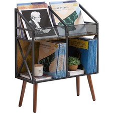Vinyl Record Storage Holder Rack,250 LP Wooden Record Display Table