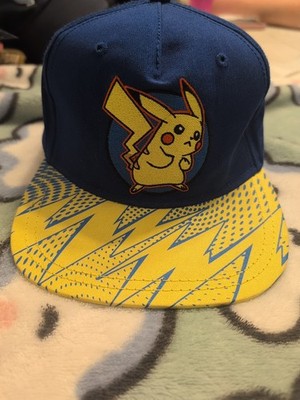 Pokémon Hat Cap Pikachu Lightning Snapback Blue T6