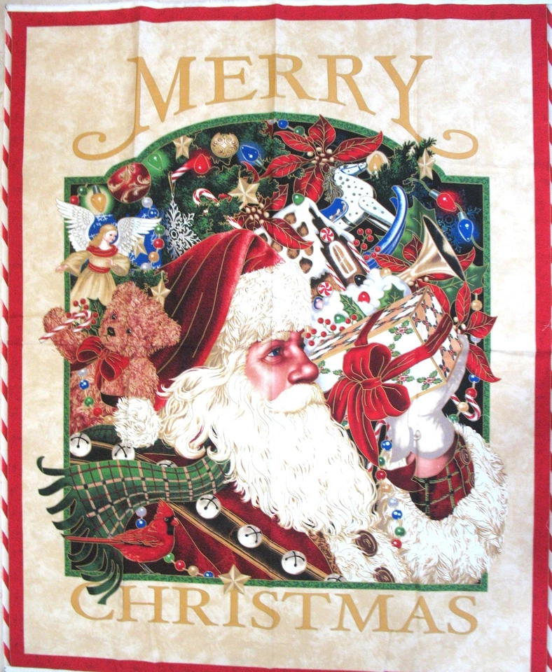 VIP Cranston MERRY CHRISTMAS SANTA SLEIGH Fabric Panel HOLIDAY 45X36" LGD studio - Image 3 of 4